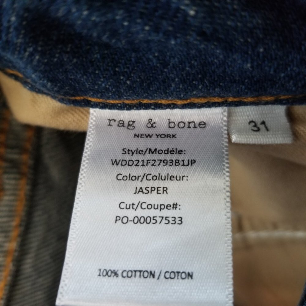 NWT RAG & BONE Maya High-Rise Slim Jasper Slim Fit Mid Indigo Jean Size 31 - Picture 8 of 9